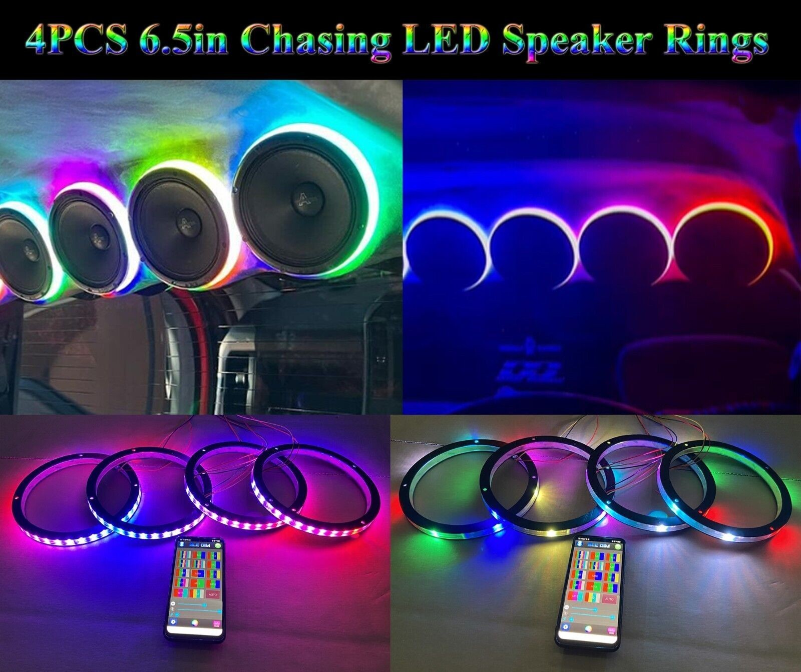 Audio Music Hub - 4PCS Car Customs Audio Lightings Speaker