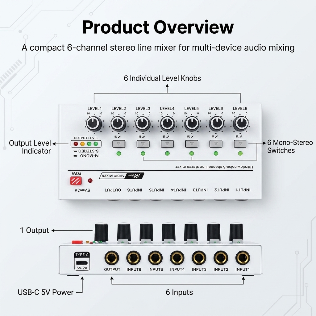 Portable Ultra Low Noise Line  - đánh giá và giá Audio Mixer 4 Channel