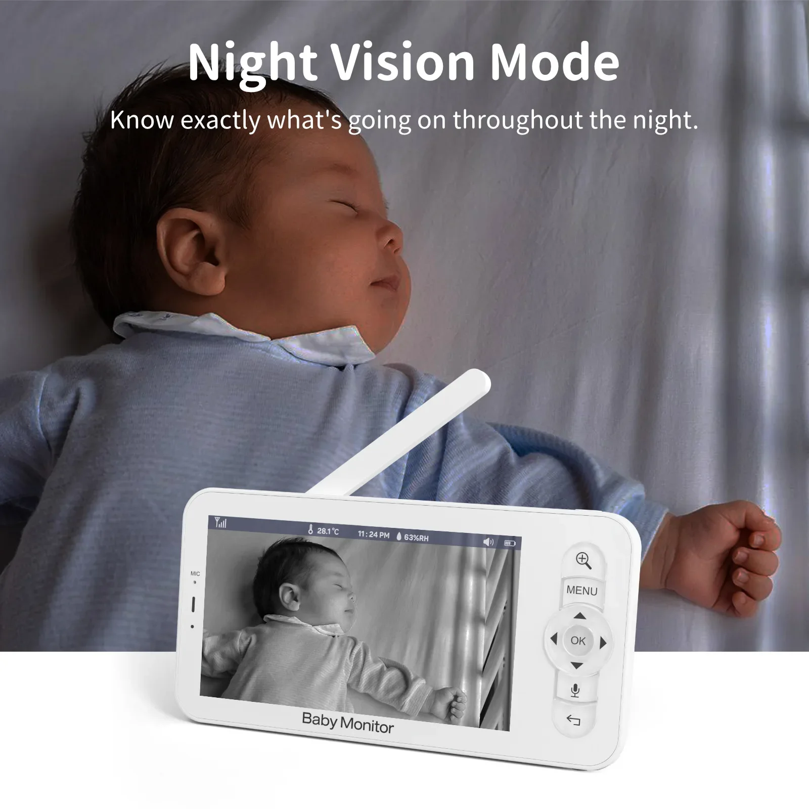 Baby Monitor HD 5 Inch LCD Two - đánh giá và giá Audio Detect Music