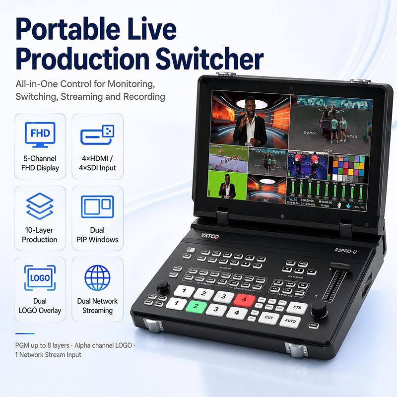 YXTCQ R3PRO-U 4K Live Video Sw - đánh giá và giá Audio Mixer 4 Channel