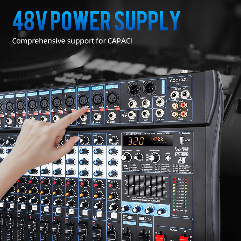 Gooermi PB Series Professional - đánh giá và giá Audio Mixer 4 Channel