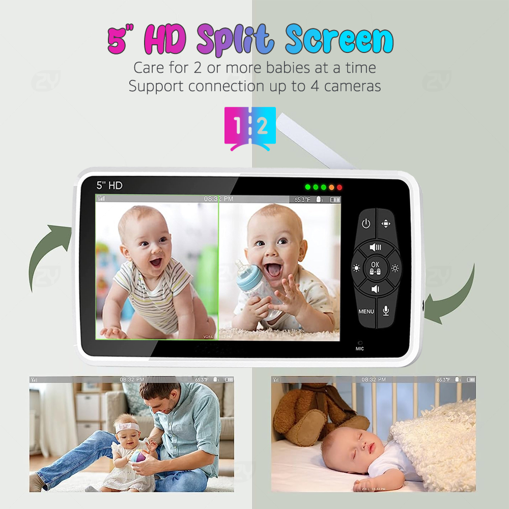 5''Video Baby Monitor with 2 C - đánh giá và giá Audio Detect Music