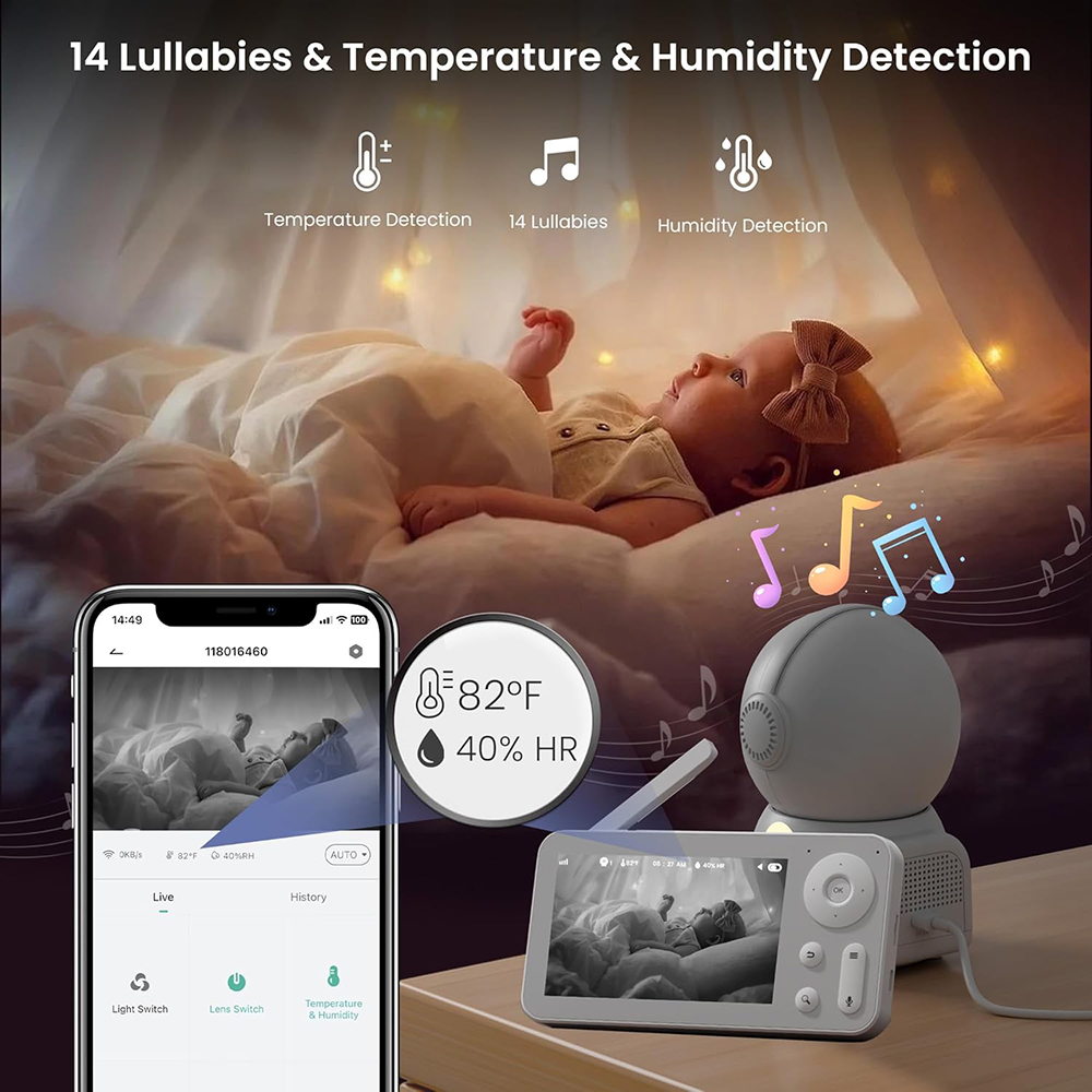 2K Baby Monitor with 2 Cameras - đánh giá và giá Audio Detect Music