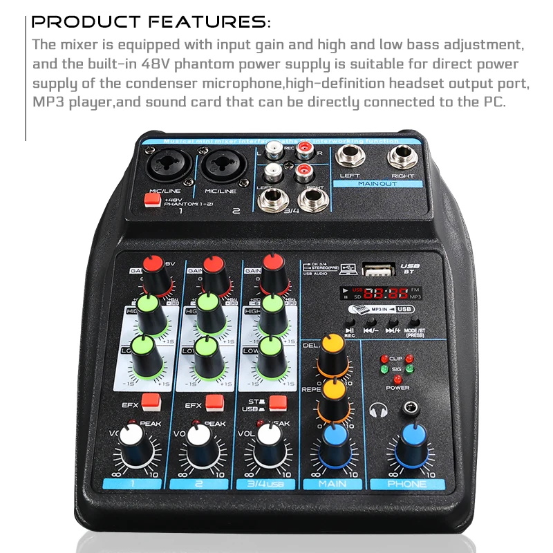 4-Channel Mini USB Audio Mixer - đánh giá và giá Audio Mixer 4 Channel